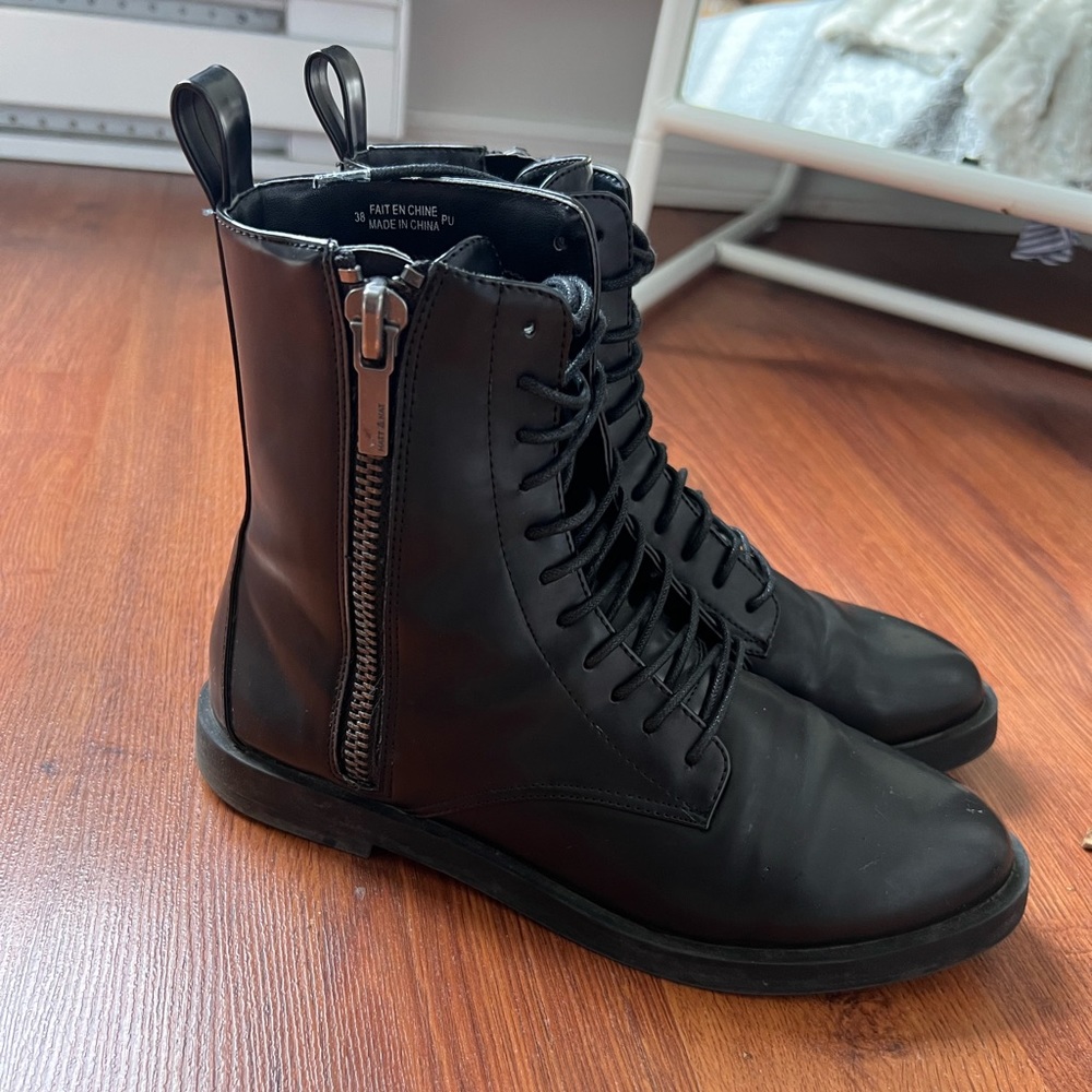 Black combat boots